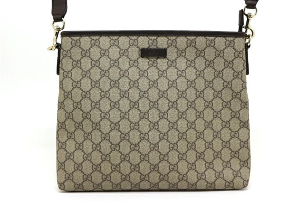 Gucci Bag Crossbody GG Canvas Calf Beige Cream Dark Brown